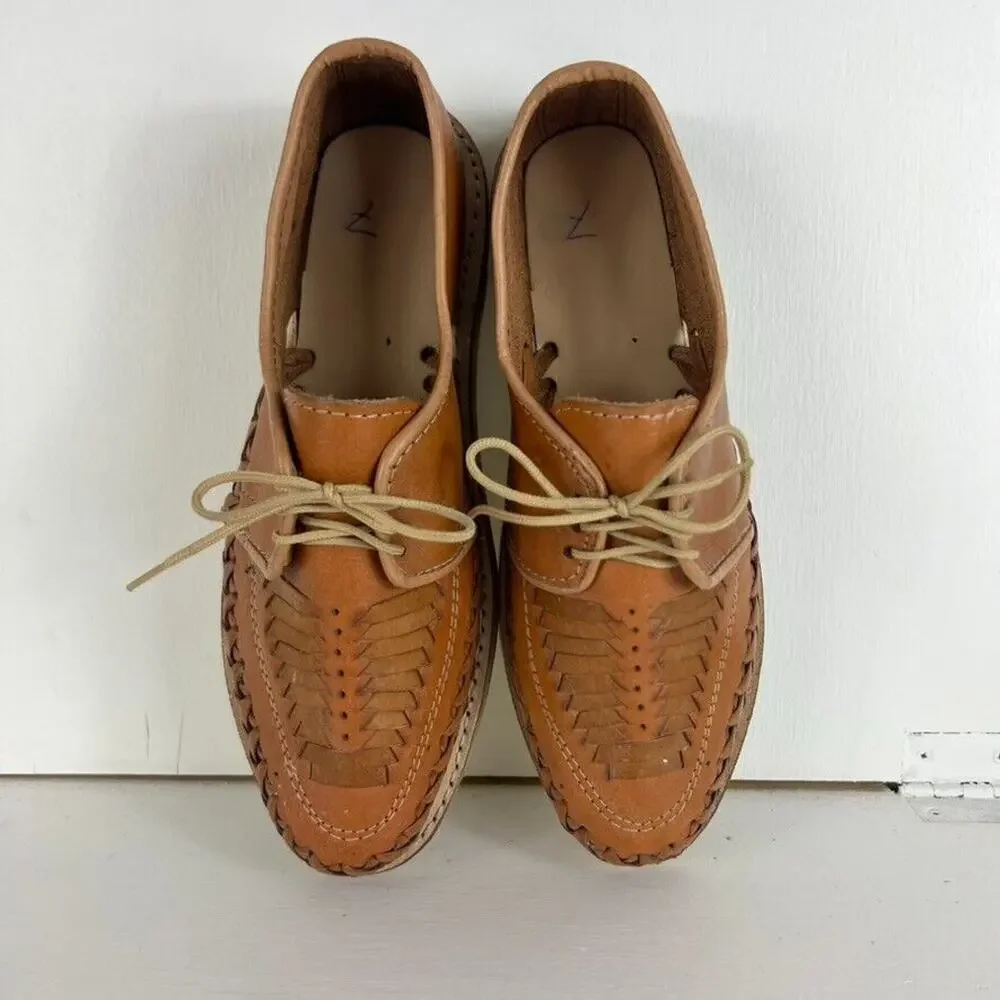 Mexican Huaraches Sandals Mens Size 7 Shoes Real Leather Closed Toe Summer Woven